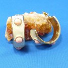 Soft Pink & White/Cream Half Hoop Pierced Post Surgical Steel Drop Earrings
