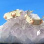 Soft Pink & White/Cream Half Hoop Pierced Post Surgical Steel Drop Earrings