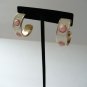 Soft Pink & White/Cream Half Hoop Pierced Post Surgical Steel Drop Earrings