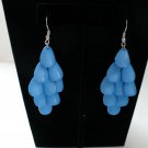 Blue Tierd Dangle Drop Hook Earrings Surgical Steel Post