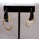 Gold Tone Black Dangle Drop Earrings Surgical Steel Post