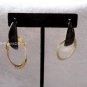 Gold Tone Black Dangle Drop Earrings Surgical Steel Post