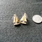 Sailboats Crystal Gold Earrings Surgical Steel Post