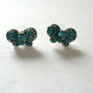 Green Bowtie Crystal Stud Earrings Surgical Steel Post