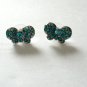 Green Bowtie Crystal Stud Earrings Surgical Steel Post