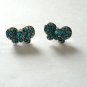 Green Bowtie Crystal Stud Earrings Surgical Steel Post