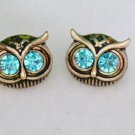 Owl Green Crystal Stud Earrings Surgical Steel Post