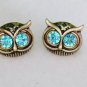 Owl Green Crystal Stud Earrings Surgical Steel Post