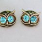 Owl Green Crystal Stud Earrings Surgical Steel Post