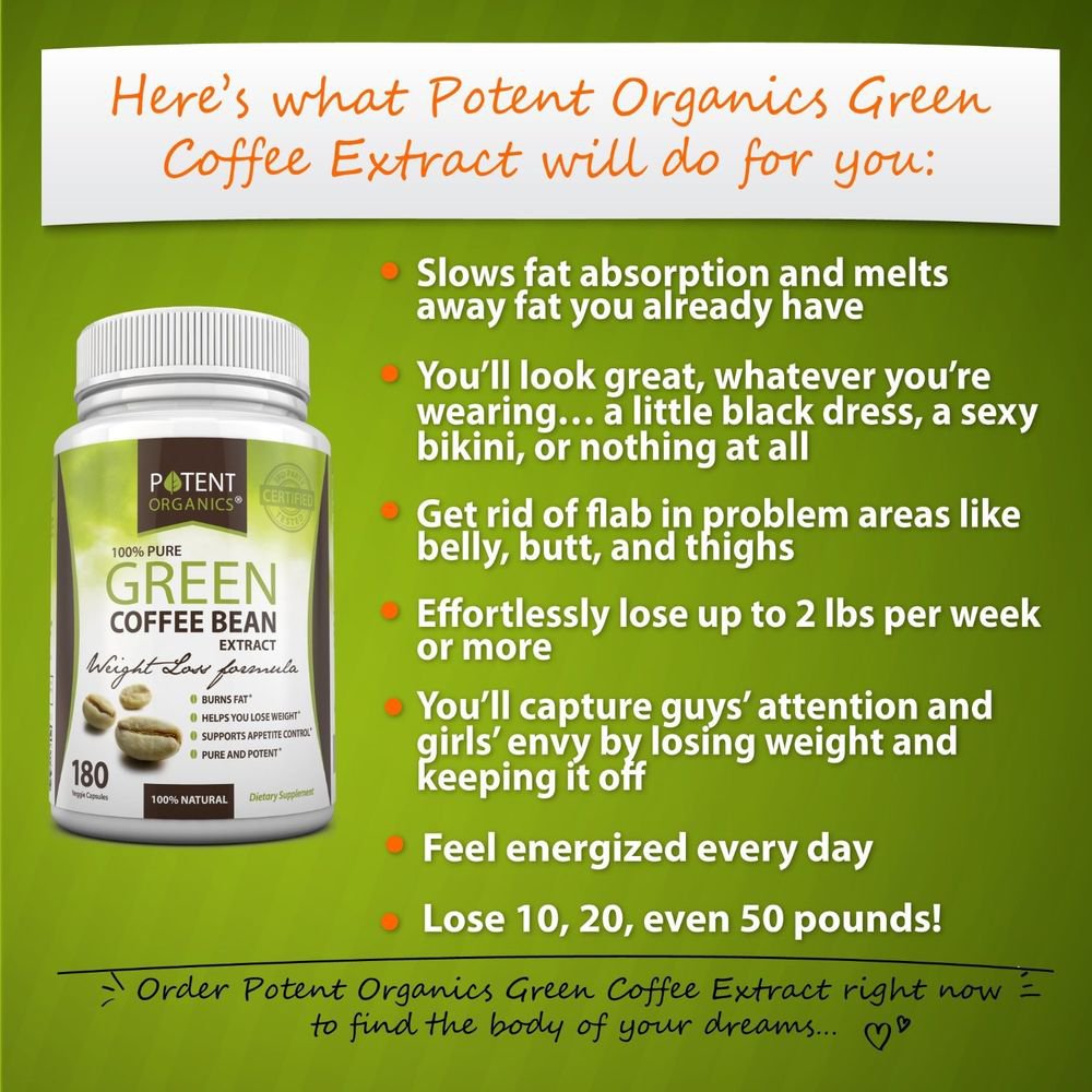 Best 100 Pure Organic Green Coffee Bean 1 Weight Loss Formula Premium Quality