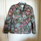 Quilted Jacket Blazer Multi-Color Pattern of Roses - Size 10