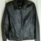 Jacklyn Smith Classic Black Leather Solid Basic Jacket Coat Size LG