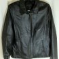 Jacklyn Smith Classic Black Leather Solid Basic Jacket Coat Size LG