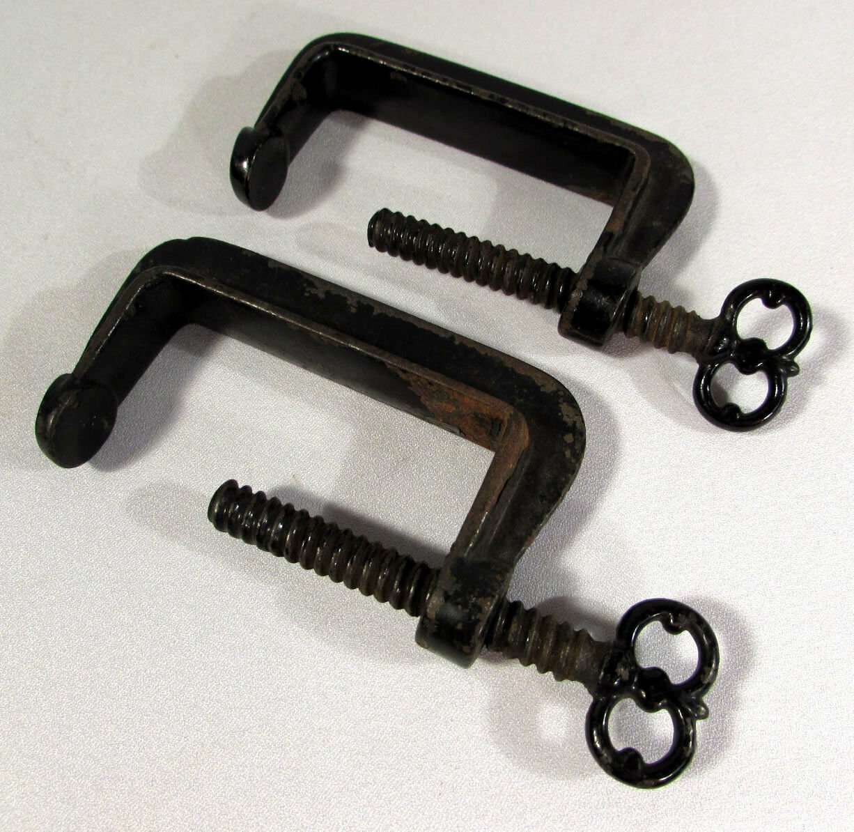 Antique C Clamps (5) Cast Iron Fancy Skeleton Key Like Screws
