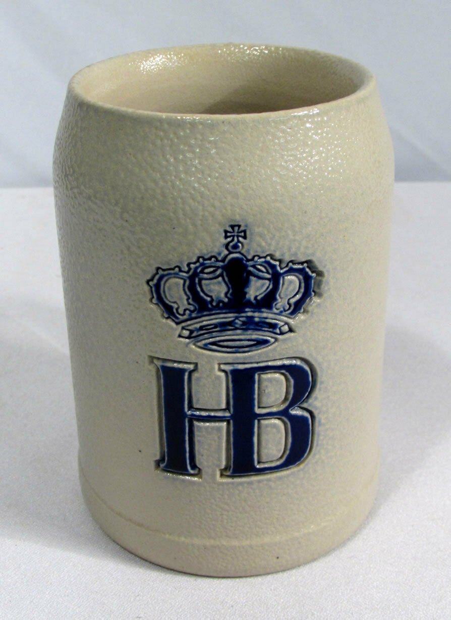 Vintage HB Hofbrauhaus German Beer Mug Muchen Logo Salt Glazed 0.25L/8 Oz.