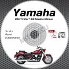 2007 Yamaha V Star 1300 Standard + Touring Service Manual CD repair shop