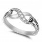 STERLING SILVER HEART INFINITY RING CZ Infinity Promise Ring Size 5,6,7,8,9,10 S