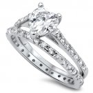 Sterling Silver 2.5CT Pave Heart Shape Cubic Zirconia Wedding Ring Set Bridal