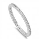 2MM STACKABLE CZ ETERNITY BEADED BAND Rhodium Solid Sterling Silver Ring Sterlin