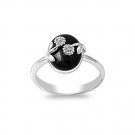 925 Solid Sterling Silver Ring W/ Stone Genuine BLACK ONYX