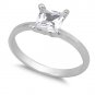 1CT PRINCESS CUT CZ SOLITAIRE ENGAGEMENT RING Solid Sterling Silver Sterling Sil