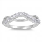NEW! Thin Infinity Love Knot Clear CZ Solid 925 Sterling Silver Band Ring Sterli