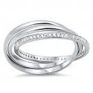 ROLLING TRIPLE BAND CZ WEDDING BAND 925 Sterling Silver Ring Size 5-9 Sterling S
