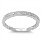 Silver 2mm Pave CZ Solid 925 Sterling Silver Bridal Wedding Band Ring Solid Ster