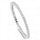 Thin Rhodium Silver CZ Stackable Eternity Ring Sterling Silver 1.5 mm Wedding