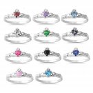 WOMEN KIDS HEART CLADDAGH BIRTHSTONE CZ RING Irish Sterling Silver Size 1-9