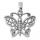 Silver Pendant - Butterfly 925 Solid Sterling Silver 14 mm (0.56 inch)
