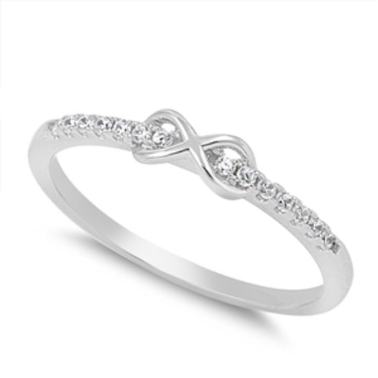 NEW! PETITE INFINITY LOVE KNOT CZ BAND Sterling Silver Promise Ring Promise Ster
