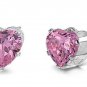 PINK 6mm Heart Shape Pink CZ Solitaire Stud Earrings Sterling Silver Stud Earrin