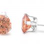 CHAMPAGNE 1CT Brilliant Cut Champagne Cubic Zirconia Stud Earrings Sterling Silv