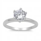 SILVER 1CT ROUND CUT SOLITAIRE CZ .925 Sterling Silver Engagement Bridal Ring Rh