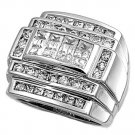 Silver Designer Inspired Invisible Princess Cut Men's Cubic Zirconia Fashion Rin