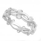 Silver Vine Style Brilliant Cut Cubic Zirconia Fashion Band Ring Solid Sterling