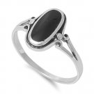 Bezel Set Black Onyx Stone Promise Ring 925 Solid Sterling Silver Band Natural B