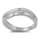 Silver Brilliant Cut Cubic Zirconia Wedding Band Ring Solid Sterling CLEAR