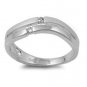 Silver Brilliant Cut Cubic Zirconia Wedding Band Ring Solid Sterling CLEAR
