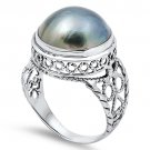 Silver Ring W/ Stone Natural Mabe Pearl .925 Solid Sterling Silver Ring