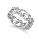 Flower Filigree Band Cubic Zirconia Fashion Ring Sterling Silver CLEAR