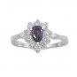 Silver Rainbow Topaz Pear Cut with Brilliant Stones CZ Ring Solid Sterling RAINB