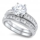 5CT Round Cut Channel Set CZ Engagement Wedding Ring Set Bridal Sterling Silver