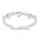 Three Hearts Love CZ 925 Solid Sterling Silver Promise Ring Sterling Silver  Wed