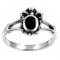 silver Ring W/Stone Natural BLACK ONYX .925 Solid Sterling Silver Ring