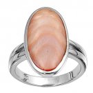 silver Ring W/Stone Natural Pink Mother of Pearl .925 Solid Sterling Silver Ring