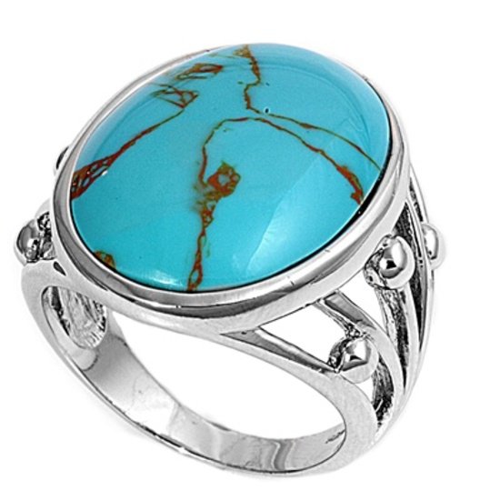 silver Ring W/Stone Natural TURQUOISE .925 Solid Sterling Silver Ring