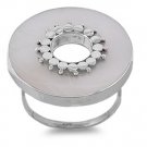 silver Ring W/ Pearl & Hole in the Center Natural MOTHER OF PEARL .925 Solid Ste