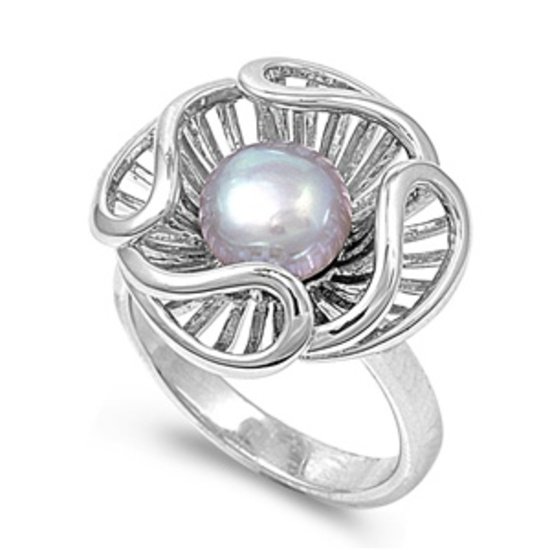 silver Ring W/ Pearl Natural Genuine Fresh Water Pearl .925 Solid Sterling Silve